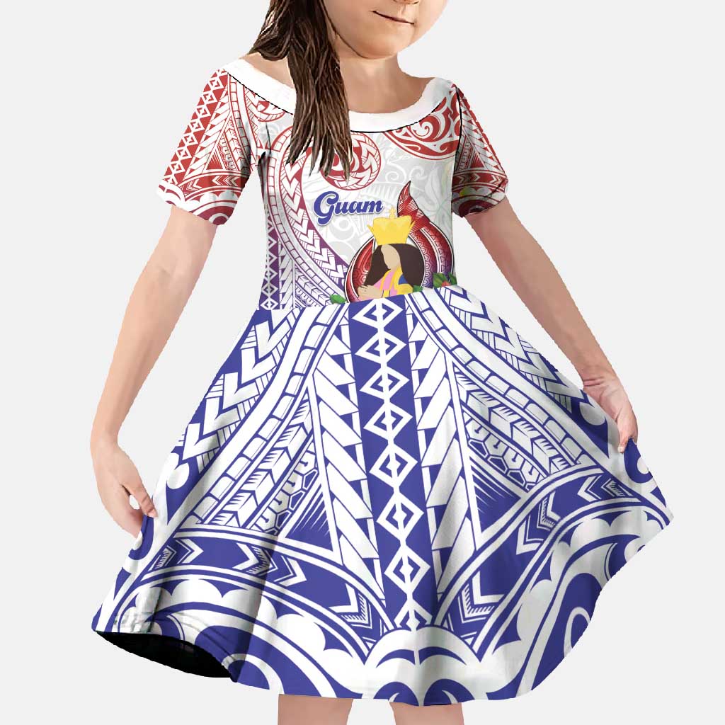 Happy Guam Santa Marian Kamalen Day Family Matching Off Shoulder Maxi Dress and Hawaiian Shirt