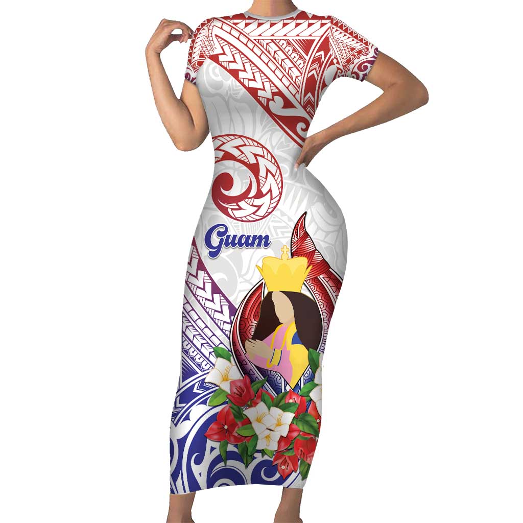 Happy Guam Santa Marian Kamalen Day Short Sleeve Bodycon Dress