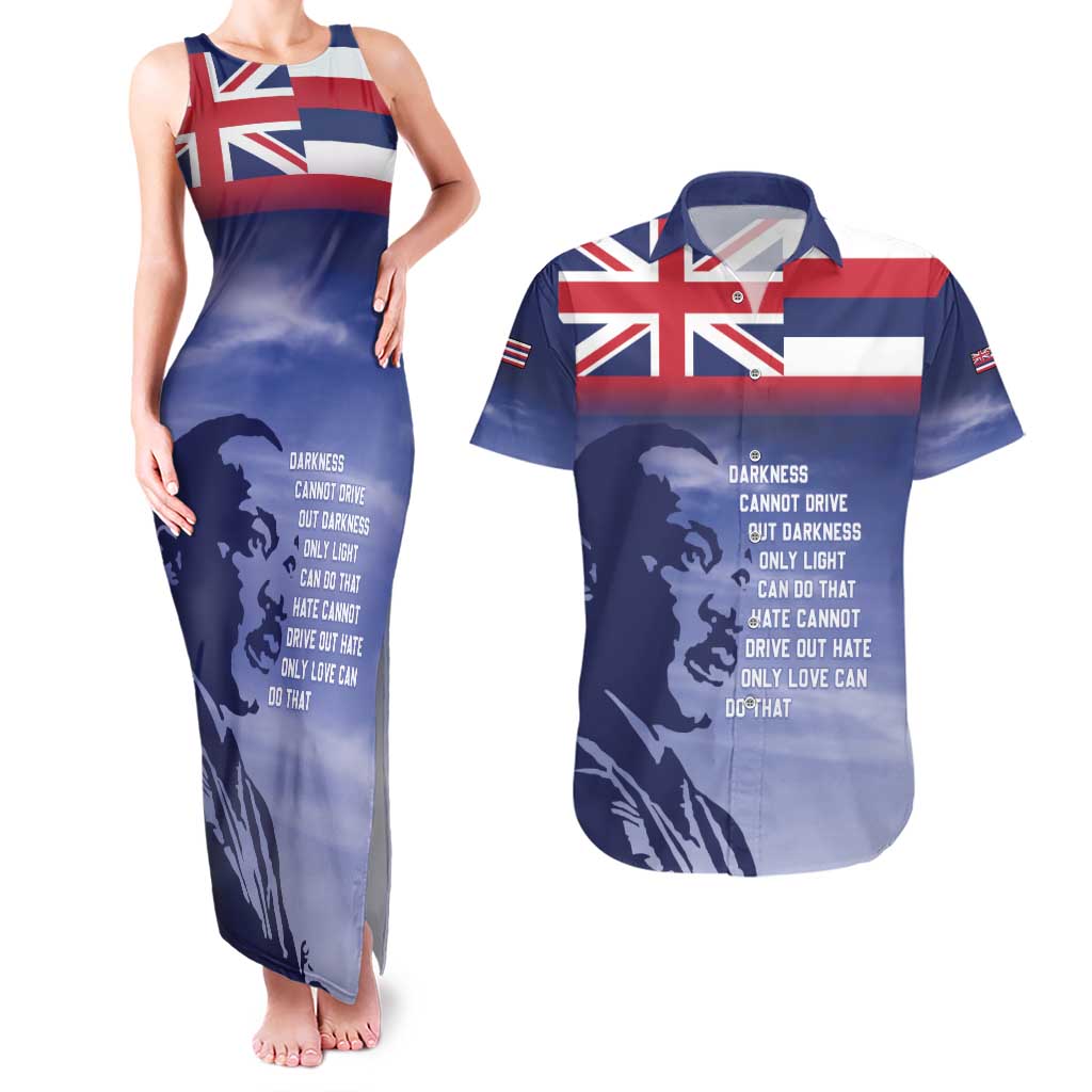 Hawaii MLK Day Couples Matching Tank Maxi Dress and Hawaiian Shirt