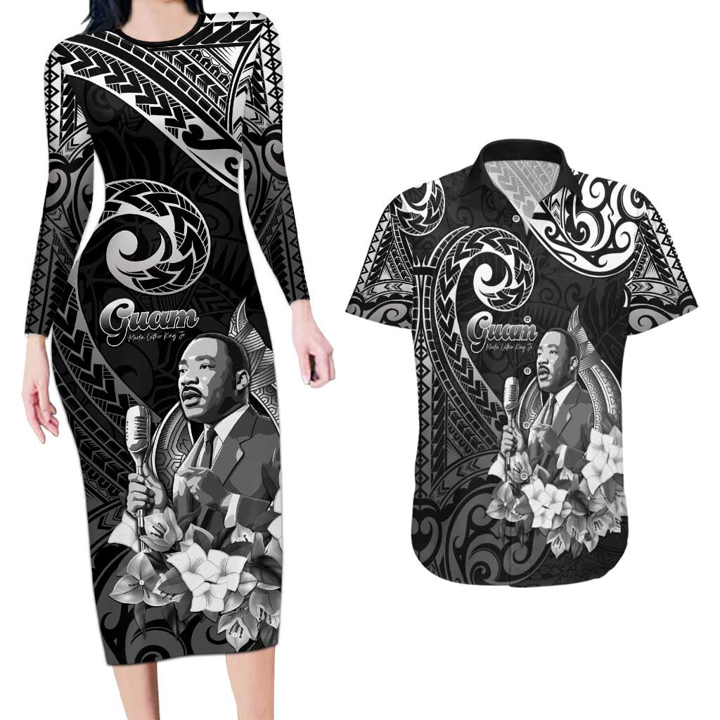 Guam MLK Day Couples Matching Long Sleeve Bodycon Dress and Hawaiian Shirt The Legacy Of MLK