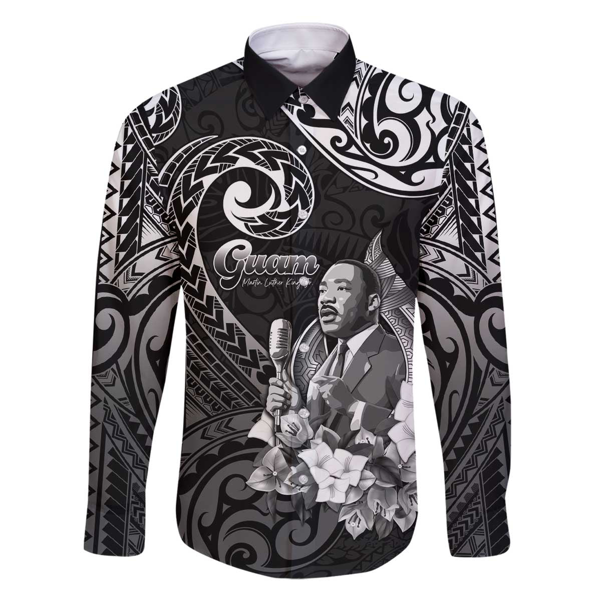 Guam MLK Day Family Matching Off The Shoulder Long Sleeve Dress and Hawaiian Shirt The Legacy Of MLK