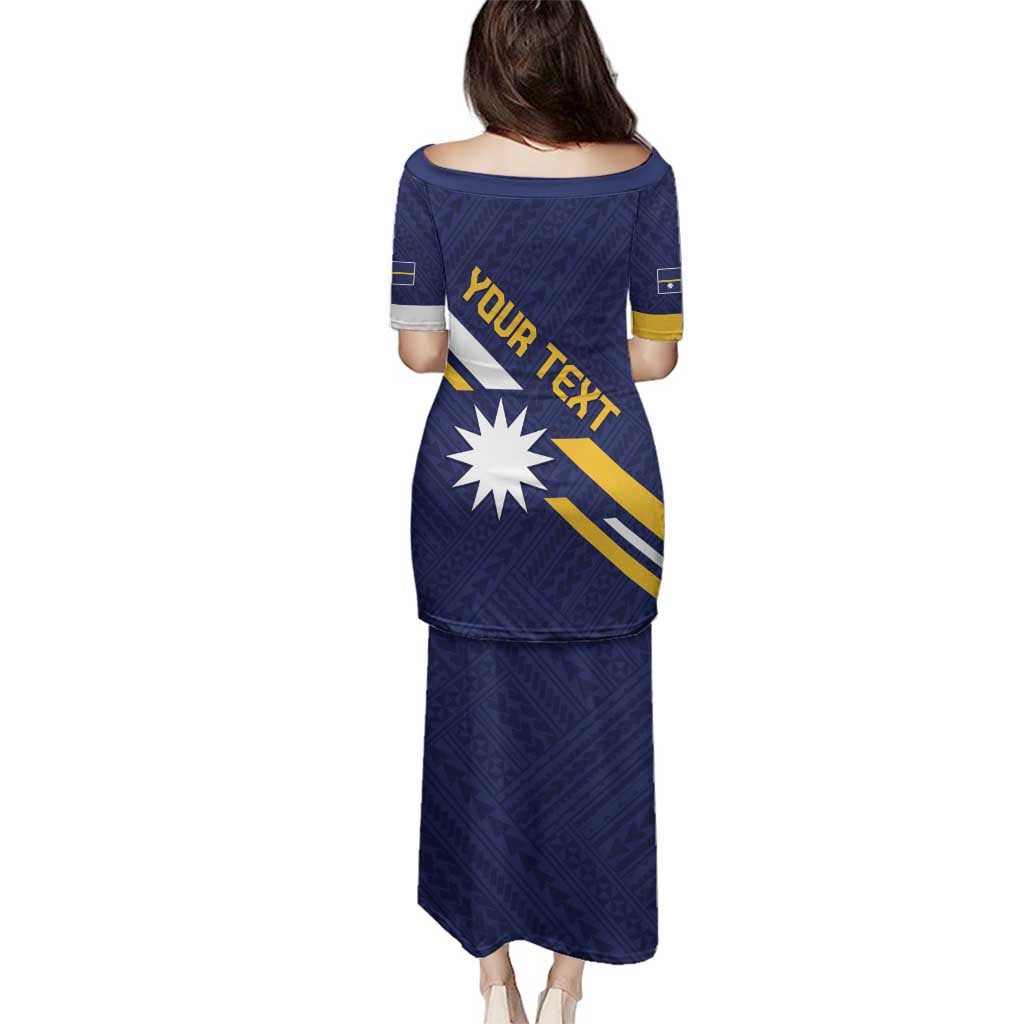 Personalised Happy Nauru Independence Day Family Matching Puletasi and Hawaiian Shirt Polynesian Pattern