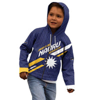 Personalised Happy Nauru Independence Day Kid Hoodie Polynesian Pattern