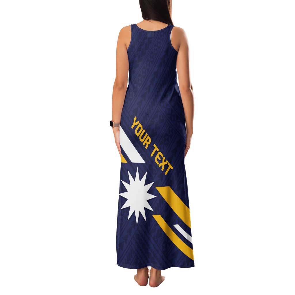 Personalised Happy Nauru Independence Day Tank Maxi Dress Polynesian Pattern