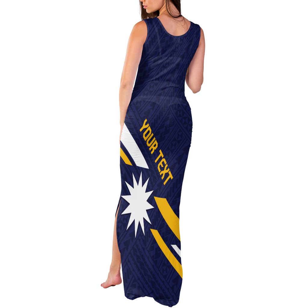 Personalised Happy Nauru Independence Day Tank Maxi Dress Polynesian Pattern