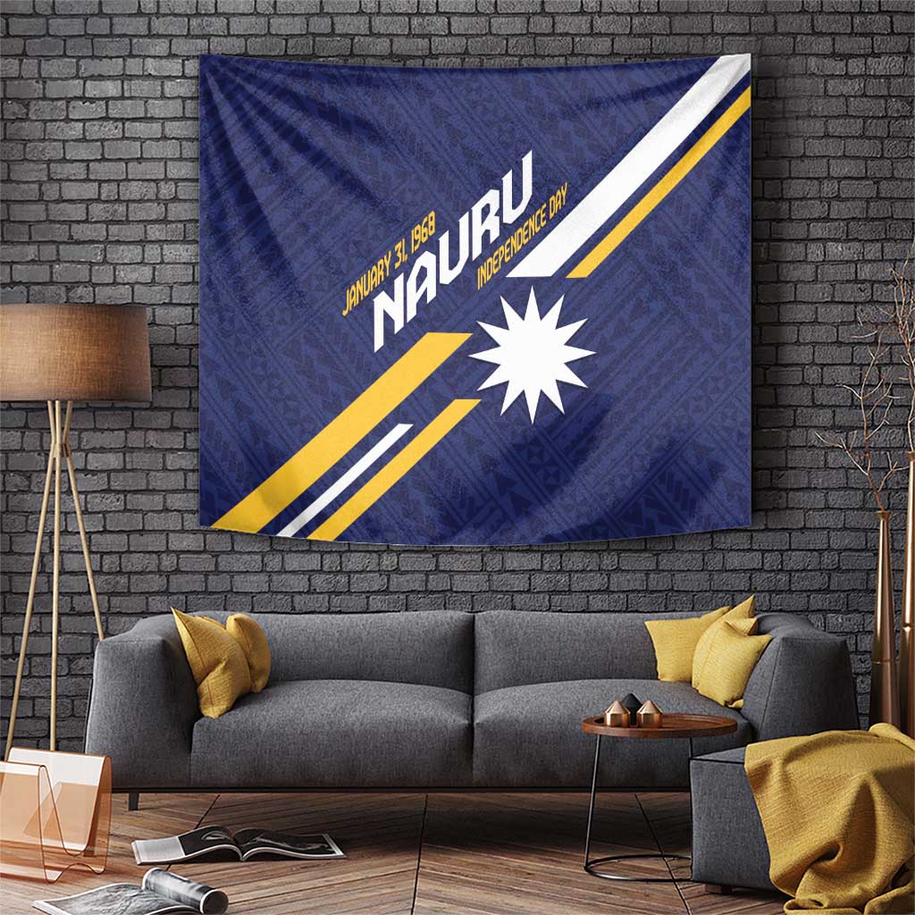 Happy Nauru Independence Day Tapestry Polynesian Pattern