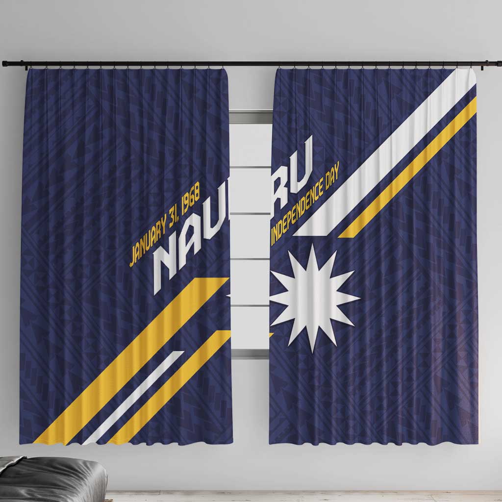 Happy Nauru Independence Day Window Curtain Polynesian Pattern