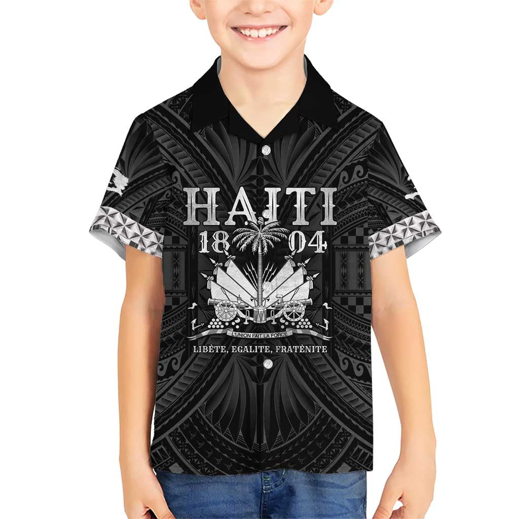 Haiti 1804 Family Matching Short Sleeve Bodycon Dress and Hawaiian Shirt Polynesian Silver Neg Maron