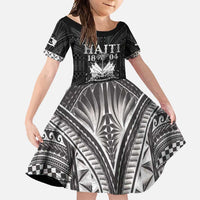 Haiti 1804 Family Matching Tank Maxi Dress and Hawaiian Shirt Polynesian Silver Neg Maron