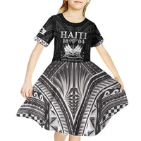 Haiti 1804 Kid Short Sleeve Dress Polynesian Silver Neg Maron LT05 - Polynesian Pride