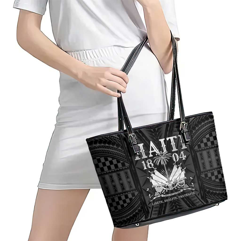 Haiti 1804 Leather Tote Bag Polynesian Silver Neg Maron