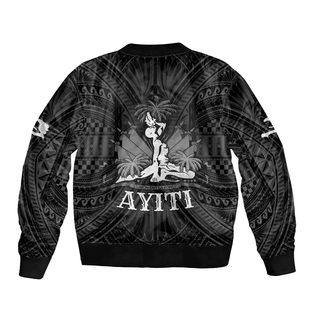 Haiti 1804 Sleeve Zip Bomber Jacket Polynesian Silver Neg Maron