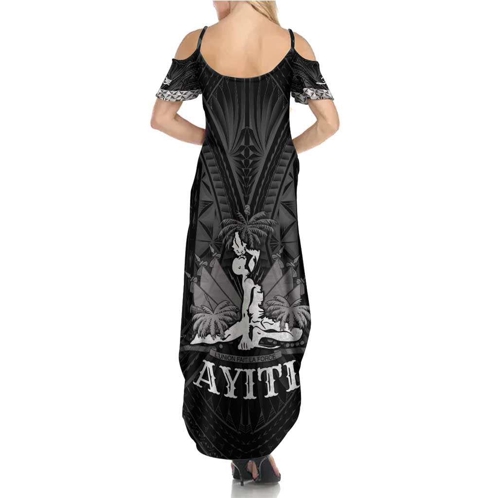 Haiti 1804 Summer Maxi Dress Polynesian Silver Neg Maron