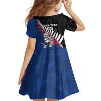Custom New Zealand Auckland Cricket Family Matching Long Sleeve Bodycon Dress and Hawaiian Shirt With Maori Pattern LT05 - Polynesian Pride