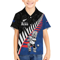 Custom New Zealand Auckland Cricket Family Matching Summer Maxi Dress and Hawaiian Shirt With Maori Pattern LT05 Son's Shirt Blue - Polynesian Pride