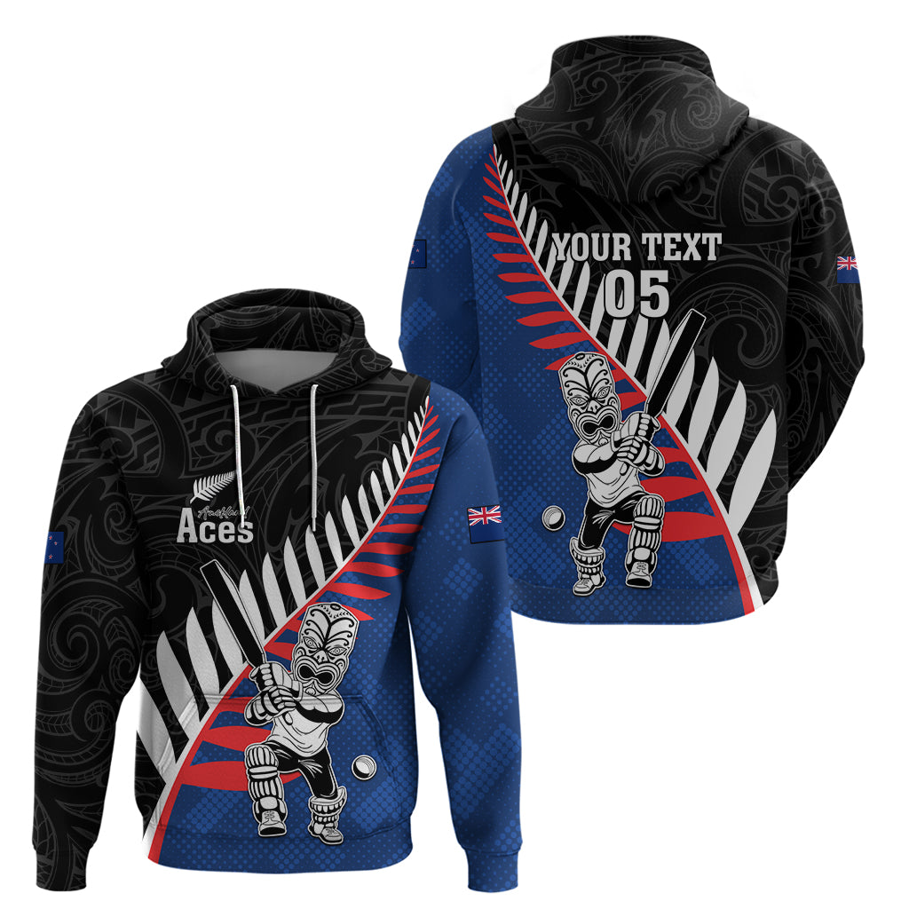Custom New Zealand Auckland Cricket Zip Hoodie With Maori Pattern