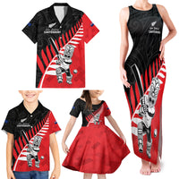 Custom New Zealand Canterbury Cricket Family Matching Tank Maxi Dress and Hawaiian Shirt With Maori Pattern