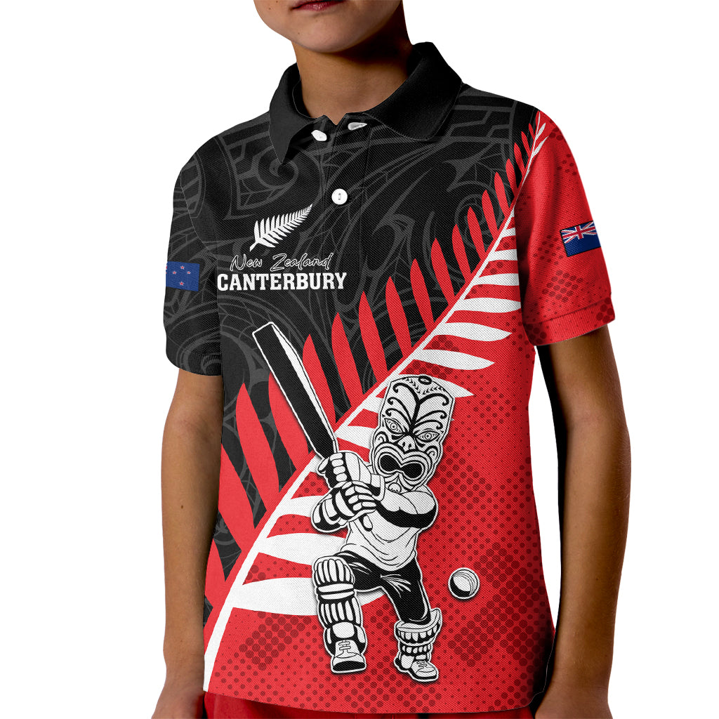 Custom New Zealand Canterbury Cricket Kid Polo Shirt With Maori Pattern