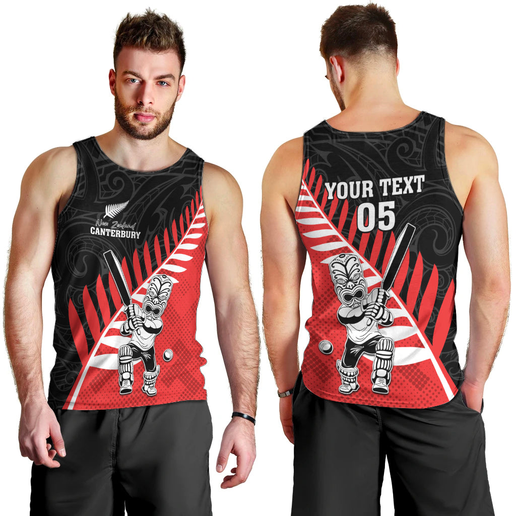 Custom New Zealand Canterbury Cricket Men Tank Top With Maori Pattern