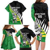 Custom New Zealand Central Districts Cricket Family Matching Long Sleeve Bodycon Dress and Hawaiian Shirt With Maori Pattern LT05 - Polynesian Pride