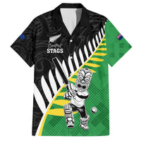 Custom New Zealand Central Districts Cricket Family Matching Short Sleeve Bodycon Dress and Hawaiian Shirt With Maori Pattern LT05 Dad's Shirt - Short Sleeve Green - Polynesian Pride