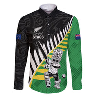 Custom New Zealand Central Districts Cricket Family Matching Short Sleeve Bodycon Dress and Hawaiian Shirt With Maori Pattern LT05 Dad's Shirt - Long Sleeve Green - Polynesian Pride