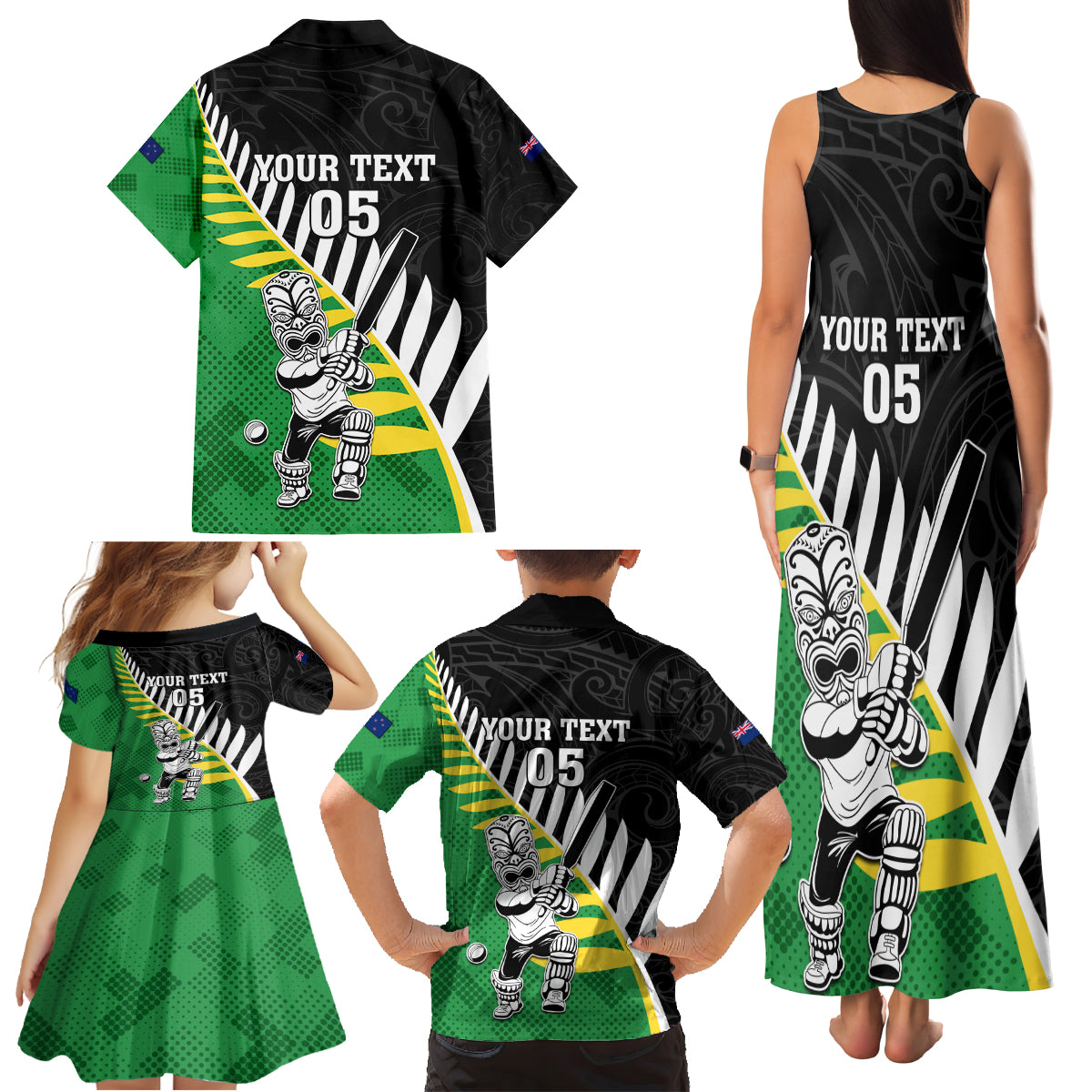 Custom New Zealand Central Districts Cricket Family Matching Tank Maxi Dress and Hawaiian Shirt With Maori Pattern