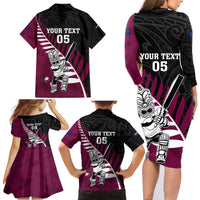 Custom New Zealand Northern Districts Cricket Family Matching Long Sleeve Bodycon Dress and Hawaiian Shirt With Maori Pattern LT05 - Polynesian Pride