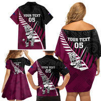 Custom New Zealand Northern Districts Cricket Family Matching Off Shoulder Short Dress and Hawaiian Shirt With Maori Pattern LT05 - Polynesian Pride