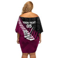 Custom New Zealand Northern Districts Cricket Family Matching Off Shoulder Short Dress and Hawaiian Shirt With Maori Pattern LT05 - Polynesian Pride