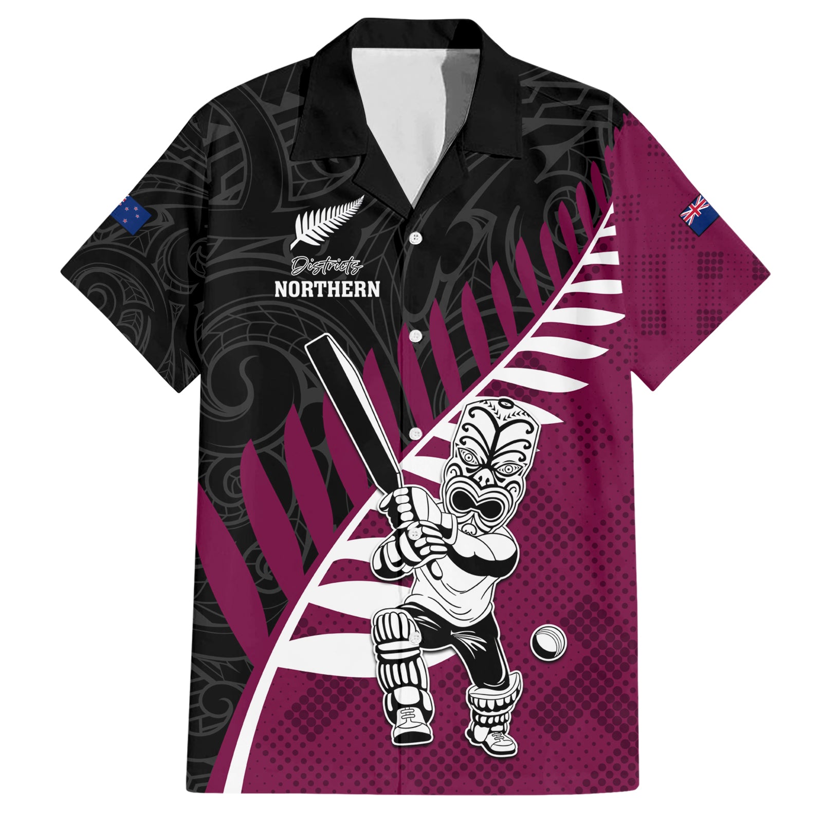 Custom New Zealand Northern Districts Cricket Hawaiian Shirt With Maori Pattern