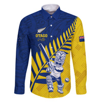 Custom New Zealand Otago Cricket Family Matching Long Sleeve Bodycon Dress and Hawaiian Shirt With Maori Pattern LT05 Dad's Shirt - Long Sleeve Yellow - Polynesian Pride