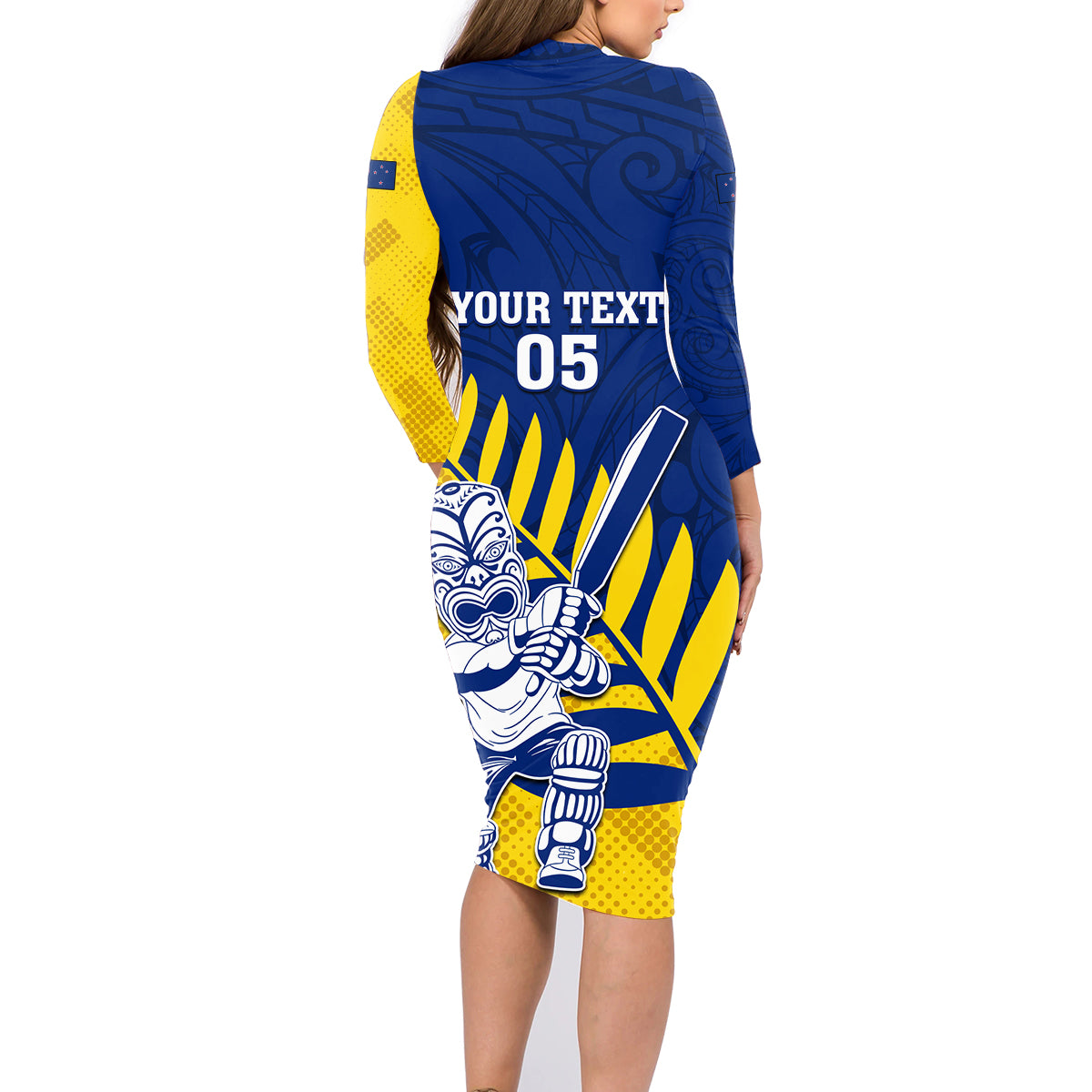Custom New Zealand Otago Cricket Family Matching Long Sleeve Bodycon Dress and Hawaiian Shirt With Maori Pattern LT05 - Polynesian Pride
