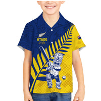 Custom New Zealand Otago Cricket Family Matching Mermaid Dress and Hawaiian Shirt With Maori Pattern LT05 Son's Shirt Yellow - Polynesian Pride