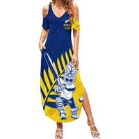 Custom New Zealand Otago Cricket Family Matching Summer Maxi Dress and Hawaiian Shirt With Maori Pattern LT05 Mom's Dress Yellow - Polynesian Pride