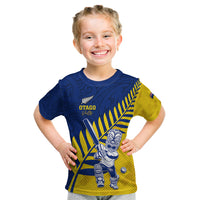 Custom New Zealand Otago Cricket Kid T Shirt With Maori Pattern