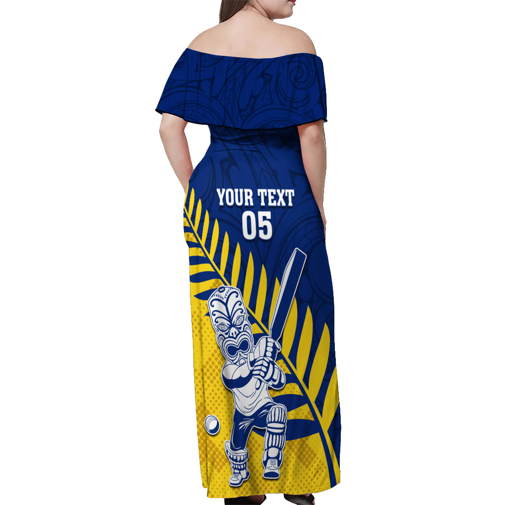Custom New Zealand Otago Cricket Off Shoulder Maxi Dress With Maori Pattern