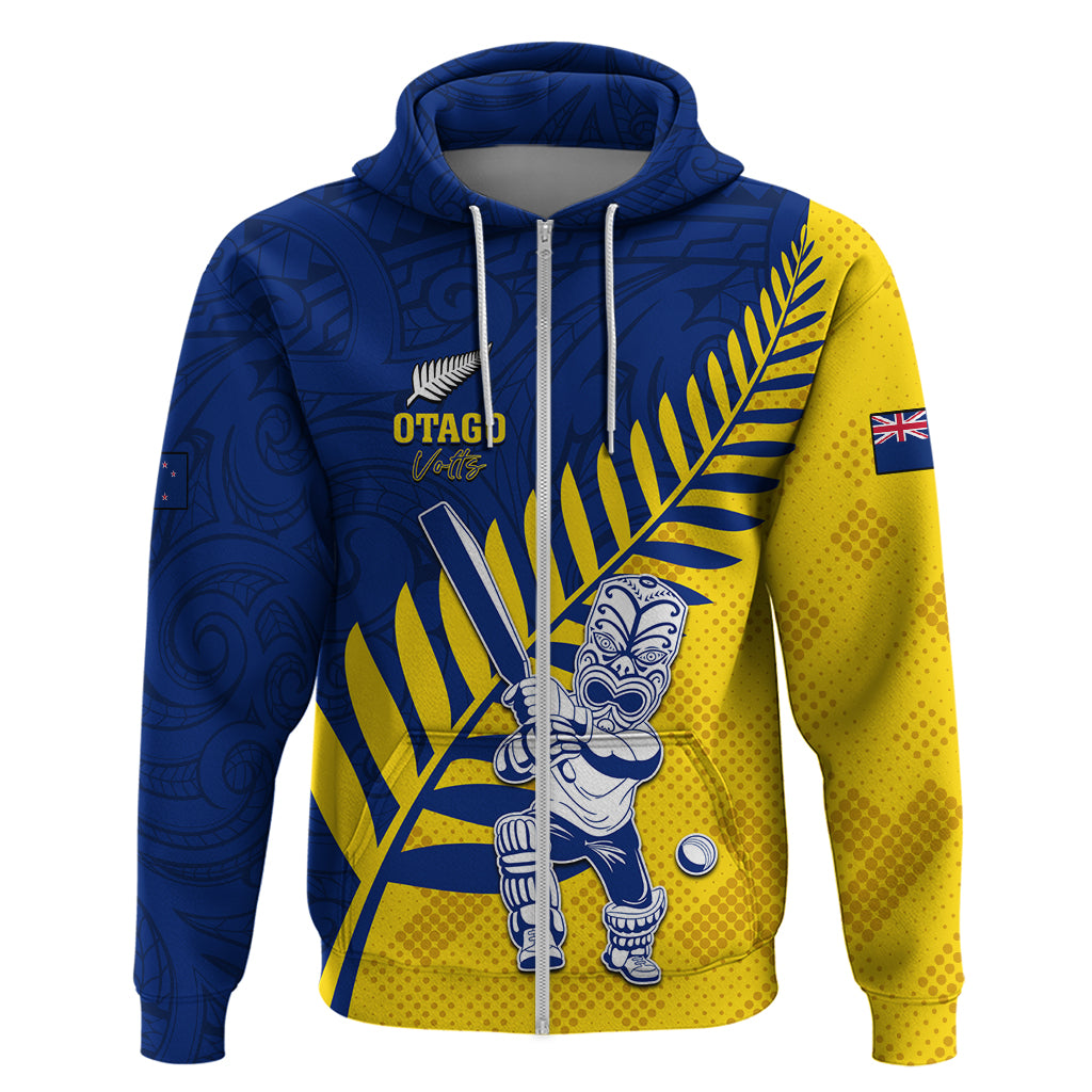 Custom New Zealand Otago Cricket Zip Hoodie With Maori Pattern