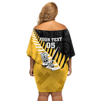 Custom New Zealand Wellington Cricket Family Matching Off Shoulder Short Dress and Hawaiian Shirt With Maori Pattern LT05 - Polynesian Pride