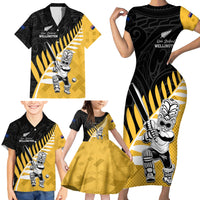 Custom New Zealand Wellington Cricket Family Matching Short Sleeve Bodycon Dress and Hawaiian Shirt With Maori Pattern LT05 - Polynesian Pride
