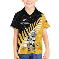 Custom New Zealand Wellington Cricket Family Matching Short Sleeve Bodycon Dress and Hawaiian Shirt With Maori Pattern LT05 Son's Shirt Yellow - Polynesian Pride