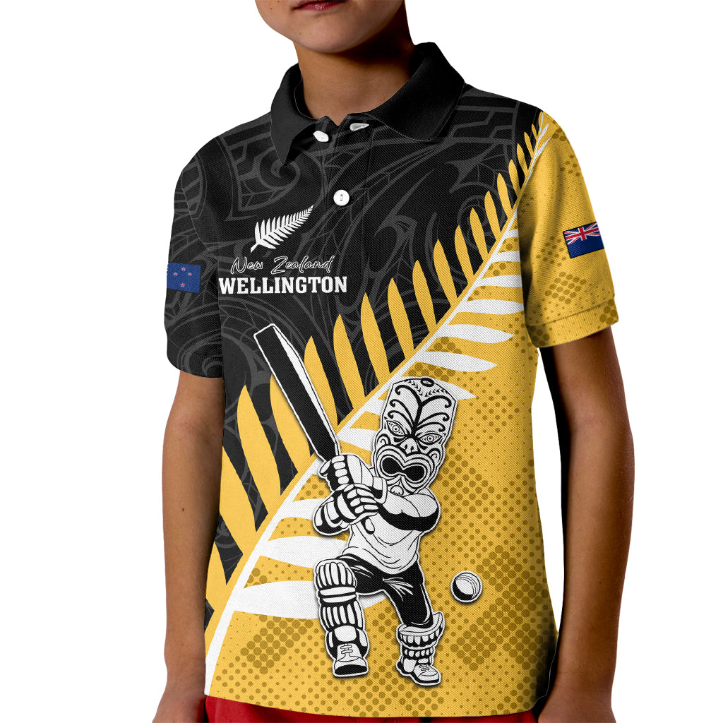 Custom New Zealand Wellington Cricket Kid Polo Shirt With Maori Pattern