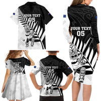 Custom New Zealand Cricket Family Matching Long Sleeve Bodycon Dress and Hawaiian Shirt With Maori Pattern LT05 - Polynesian Pride