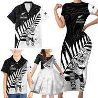 Custom New Zealand Cricket Family Matching Short Sleeve Bodycon Dress and Hawaiian Shirt With Maori Pattern LT05 - Polynesian Pride