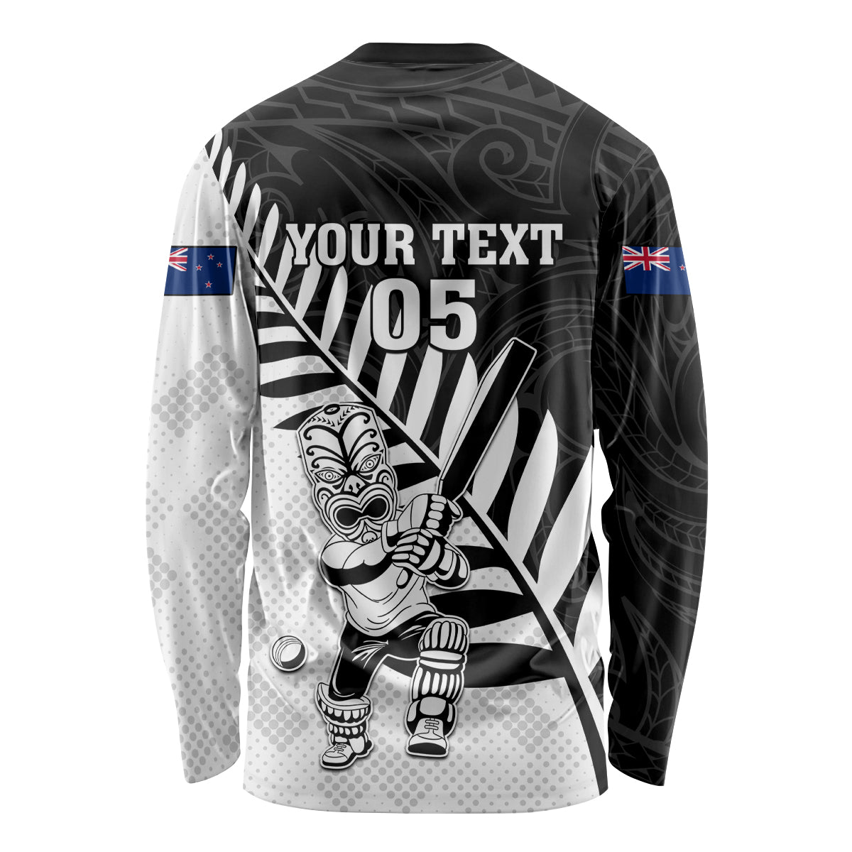 Custom New Zealand Cricket Long Sleeve Shirt With Maori Pattern