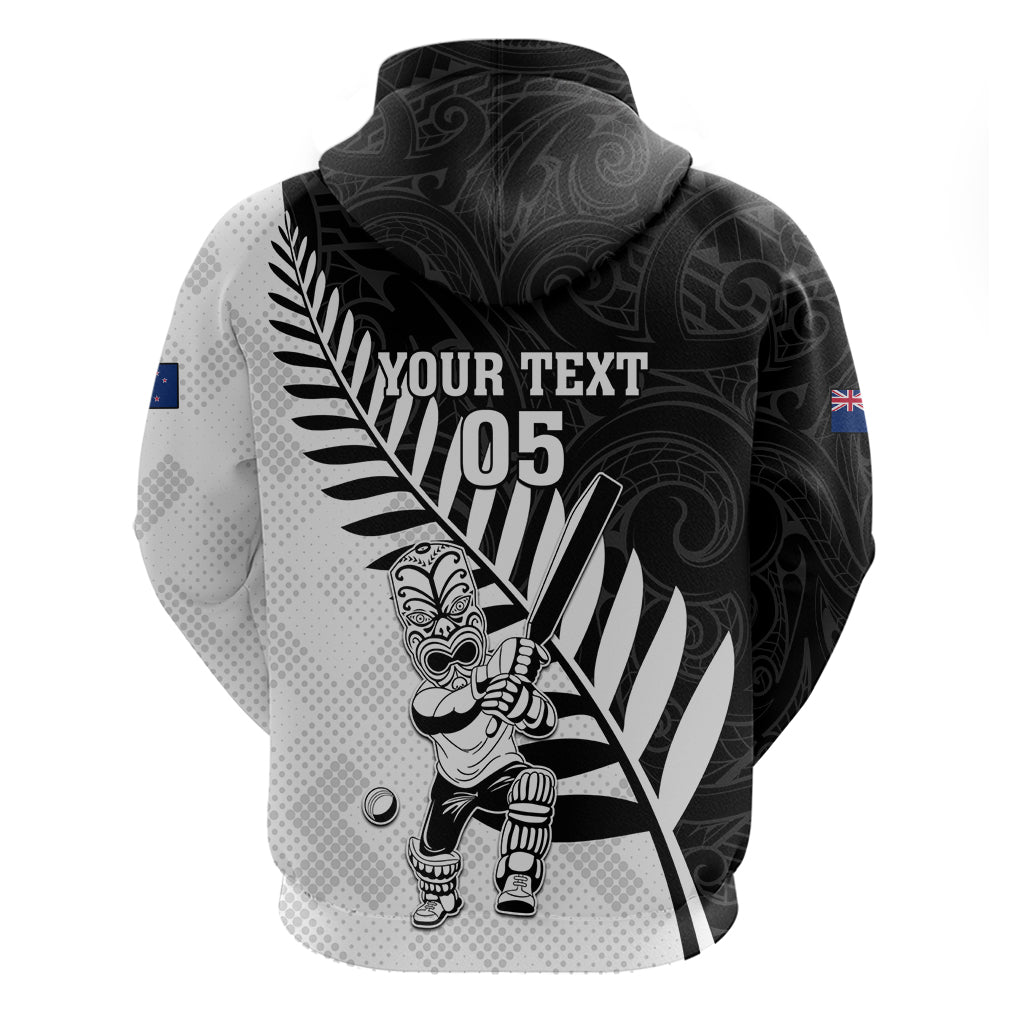 Custom New Zealand Cricket Zip Hoodie With Maori Pattern