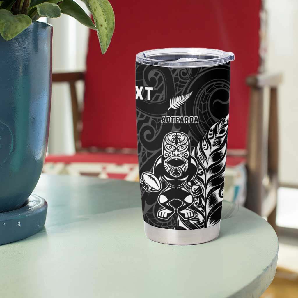 New Zealand And England Rugby Custom Tumbler Cup Maori Tiki With Red Rose Together