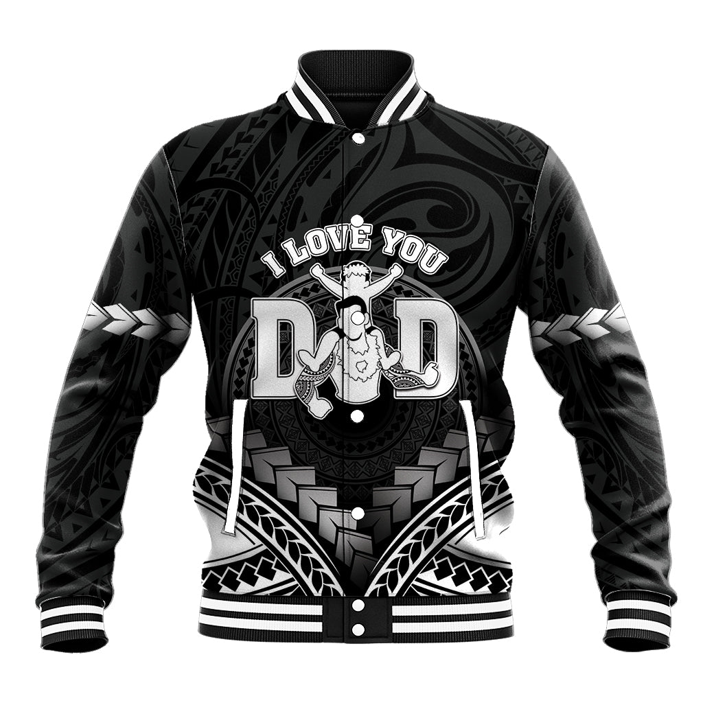 Personalised Happy Father's Day Baseball Jacket I Love You Dad Polynesian Style