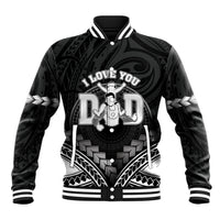 Personalised Happy Father's Day Baseball Jacket I Love You Dad Polynesian Style