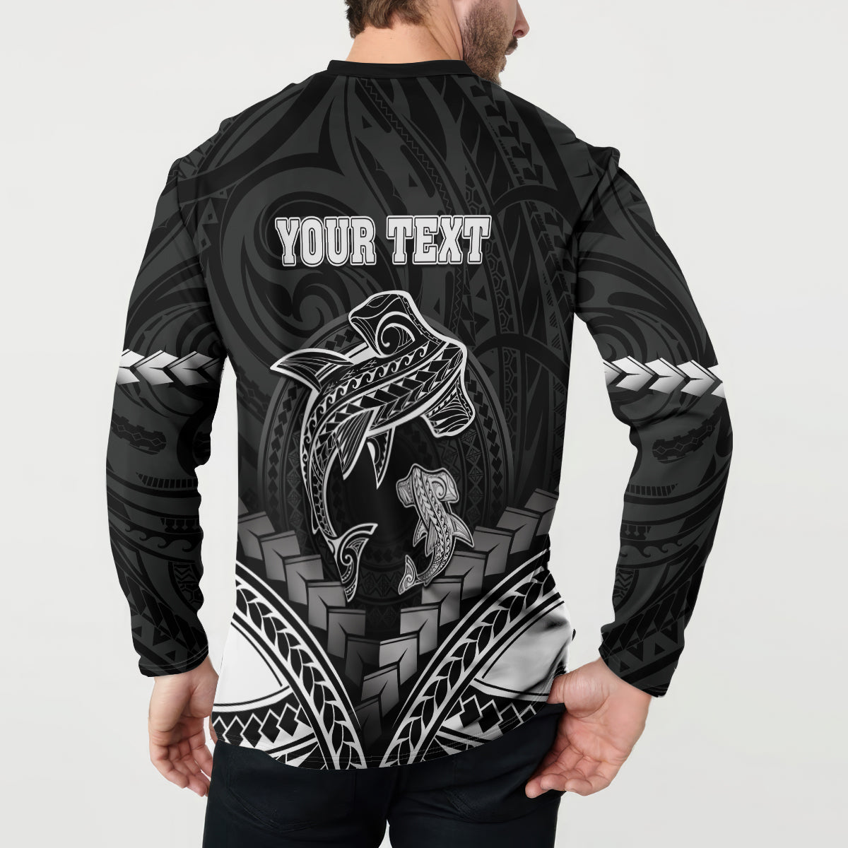 Personalised Happy Father's Day Button Sweatshirt I Love You Dad Polynesian Style